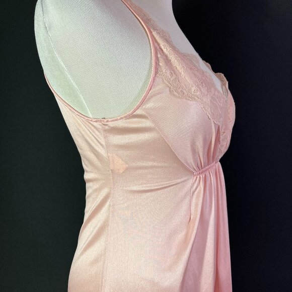 Vintage Texsheen Size S Pink Nightgown Lace Trim Nylon - Picture 5 of 12